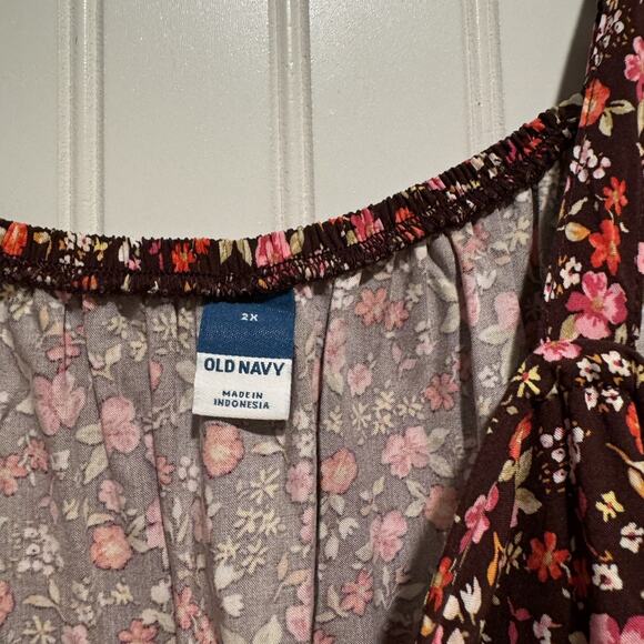 Old Navy Tiered Swing Dress Burgundy Ditsy Floral NEW Size 2X - Picture 5 of 8